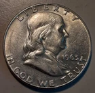 1963-D Denver Mint Franklin Silver Half Dollar 50c US 90% silver coin (37-7338)