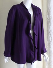 Ildi Marshall 20 1x 2x Designer Crepe Purple Womens Open Jacket Blazer Ruffled
