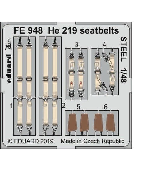 Eduard 1/48 Heinkel He 219 Seatbelts Steel Detail set for Tamiya kits