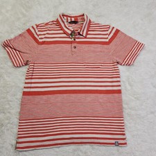 The North Face Polo Men Size Medium Orange Striped Short Sleeve Shirt B4