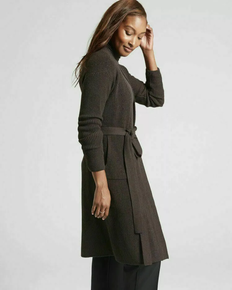ATHLETA Scenic Wrap Long Sweater Walnut Brown Heather M 982828