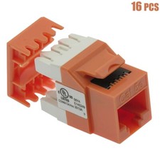 16 Pcs Cat5e RJ45 Network LAN Ethernet Keystone Jack 180  110 Punch Down Orange