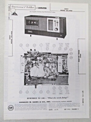 Vtg Sams Photofact Folder Radio Parts Manual Sony 8FC-99W Flip