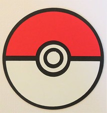 Pokemon Pokeball Paper Die Cut Scrapbook Embellishment Cupcake Topper