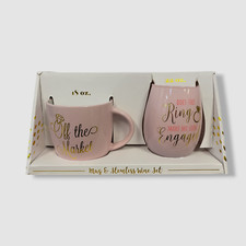  25 Tmd Holdings Pink Off the Market Mug  Engaged Wine Glass 2-Piece Set