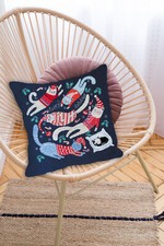 DIY Cross Stitch Pillow Kit "Playful cats" 11.8"x11.8"