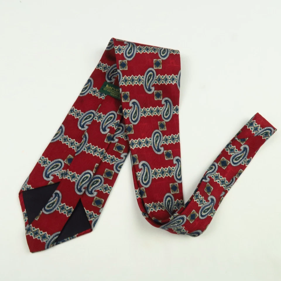 Corbata de cuello Harve Benard para hombre roja azul cadena de cachemira a rayas 58"x4" Power Preppy Foto 4 de 4