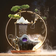 Indoor Water Fountain Tabletop Waterfall Rockery Office Home Decor W/LED Light