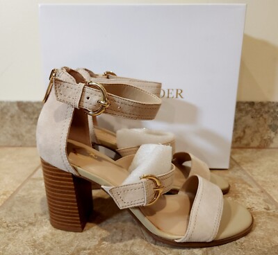 Wonder Maya Women's Beige Suede Heels Sandals Size M NEW!  💖✨️