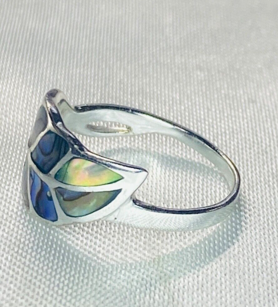 Upscale Sterling Silver 925 Abalone Leaf Shaped R… - image 2