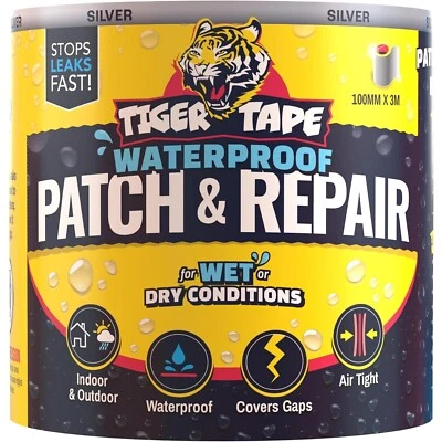 Tiger Tape® Patch & Repair | Stops Leaks FAST | Repairs Gutters (100mm x 3m)