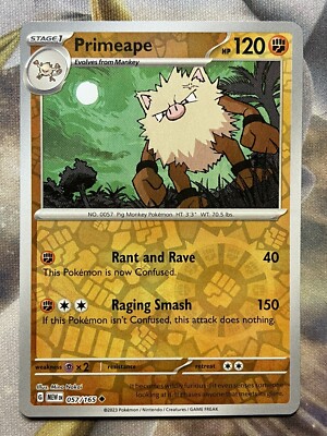 Pokémon TCG Primeape Scarlet & Violet-151 057/165 Reverse Holo Uncommon