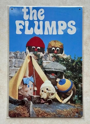 THE FLUMPS ANIMIERTES KINDER TV SERIE BLECHSCHILD MANN HÖHLE 70er 20x30cm