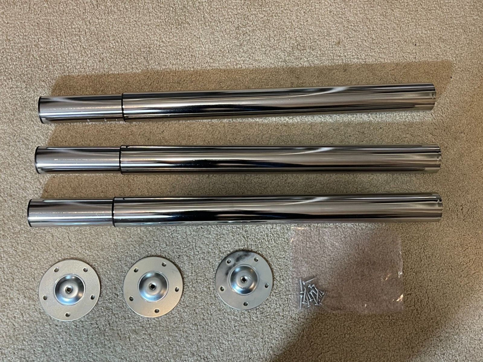 3 Ikea Chrome Legs For Adjustable Leg For Wood Table Gerton Model 21985