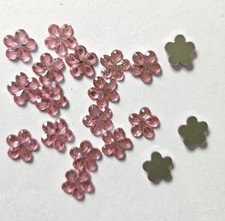 CraftbuddyUS 100pcs 10mm PINK Flat Back Flower Acrylic Rhinestone Gems DIY