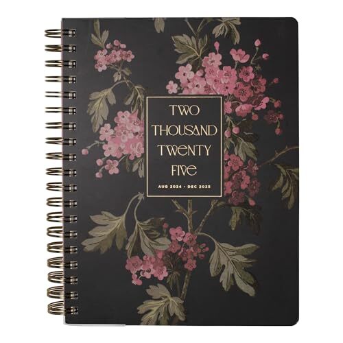 Studio Spiral Weekly Planner, Aug 2024 - Dec 17 Month, Charcoal Hawthorn 2025