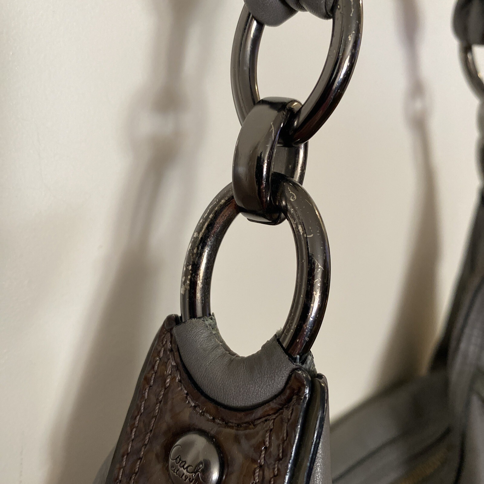 COACH 18287 KRISTIN Gray Python Croc Leather Cros… - image 3