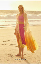 Anthropologie Sheer Ombre Duster Kimono Swim Cover-up Yellow O/S XS S M L NWT