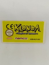 KLONOA EMPIRE OF DREAMS (EUR) Game Boy Advance GBA replacement label