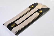 Light Beige Sand Elastic Suspenders Braces with Bronze Metal Clips For all ages