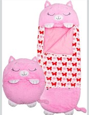 HAPPY NAPPERS Pink Kitty Kids Sleeping Bag Butterfly Design 50.8 x137.2cm TH