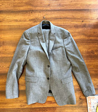 Theory Gray/Black Houndstooth Wool 2-Piece Suit 42L Jacket 34x34 Pants