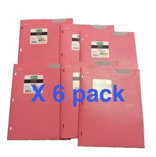 Plastic 2 Pocket Folder Stay-Put Tabs Set 6 PINK Pocket Folders Mead Five Star