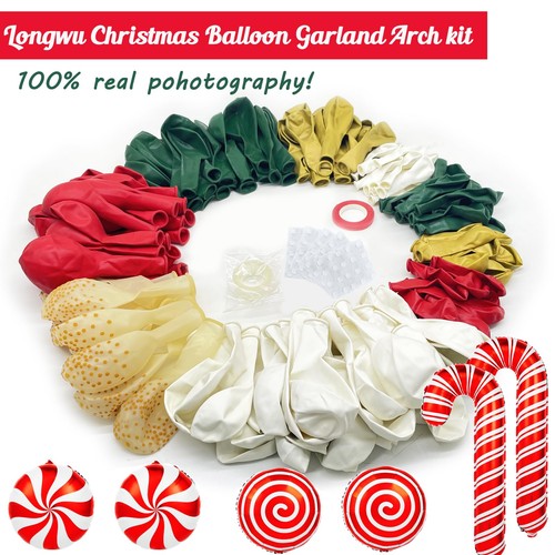 167PCS Christmas Balloon Garland Arch Kit, Red Green White Gold Balloons Arch... - Bild 7 von 7
