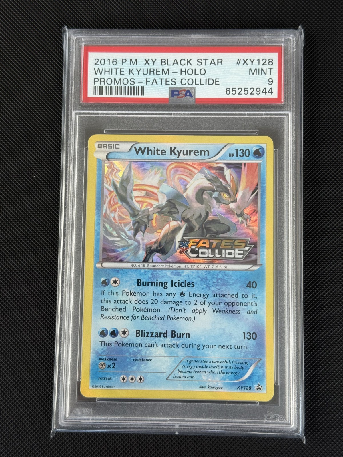 2016 POKEMON XY FATES COLLIDE BLACK STAR PROMO #XY128 BLACK KYUREM HOLO PSA 9 M