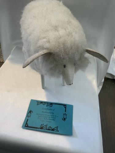 Authentic Navajo Folk Art Sheep Sculpture by Ruby Growler – COA Included