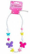 Lil Princess Kids Butterfly Beaded Necklace Colorful Floral Jewelry Gift Girls
