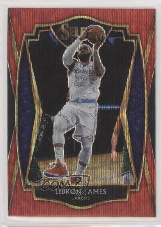2020-21 Panini Select Premier Level Red Wave Prizm LeBron James #113 hs9