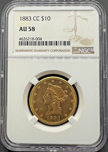 1883-CC $10 LIBERTY GOLD HALF EAGLE NGC AU58 08XXEDA25