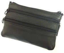 Leather Men's Large Zip Flap Coin Change Holder Pocket Key Ring Purse US SELLER