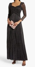Maxi Vestido Diane von Furstenberg “Gael” Metálico Dorado/Negro Malla Plisado - Talla