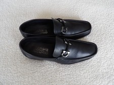 Preowned Men's FERRAGAMO 'GRANDIOSO' black calf Leather Loafers Size 8 2E