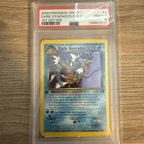 2000 POKEMON ROCKET 1ST ED #8 DARK GYARADOS-HOLO PSA 8