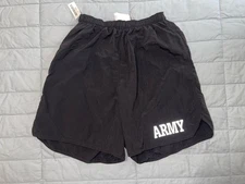 US Army Black Physical Fitness Uniform PFU PT Lined Shorts Trunks Unisex Medium