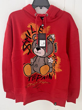 Avenue George V Paris Hoodie Rhinestone Teddy Bear Men's Red Long Sleeve 3XL NWT