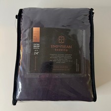 Empyrean Bedding King Fitted Sheet Corner straps 24" Deep Pockets Eggplant NIP