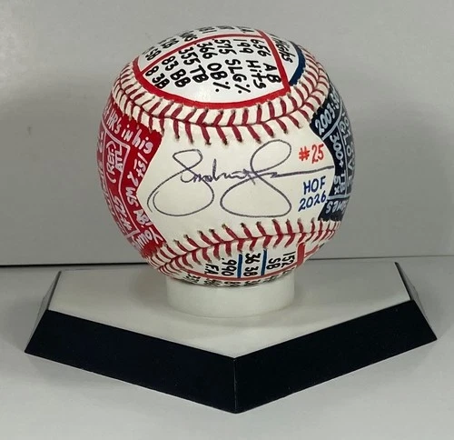 Andruw Jones Signed OML Baseball, VCBC SuperStats, Hand Painted, JSA, HOF Braves
