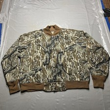 Vintage Mossy Oak Treestand Camo Bomber Jacket Mens L/XL Hunting Made USA