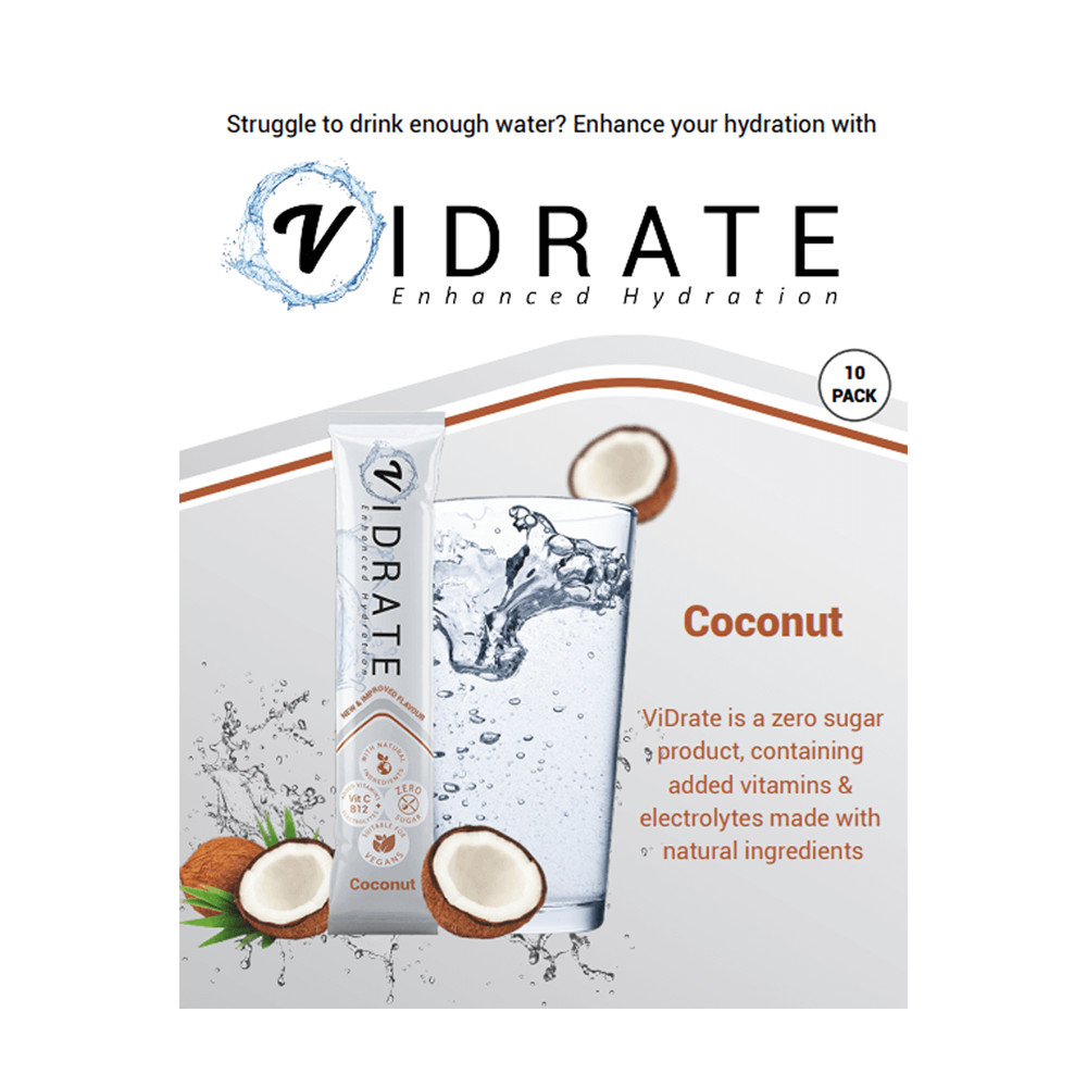 ViDrate Coconut Hydration Powder 10 x 3g Sachets Electrolyte Drink