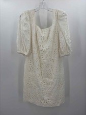 Pre-Owned Eliza J White Size 6 Eyelet Knee Length Long Sleeve Dress