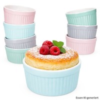 8Er Set Emilia Soufflé FöRmchen Porzellan 125Ml Rosa Mint Blau Grau Auflaufform
