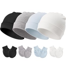 Newborn Baby Hats and Mittens Set for Unisex Infant Toddler Soft Beanie Hat N...