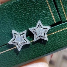 2Ct Round Cut Lab Created Diamond Women Star Stud Earring 14K White Gold Plated