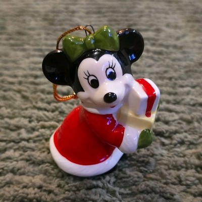 Schmid Disney Minnie Mouse Christmas Ornament Figurine Red Dress Bow