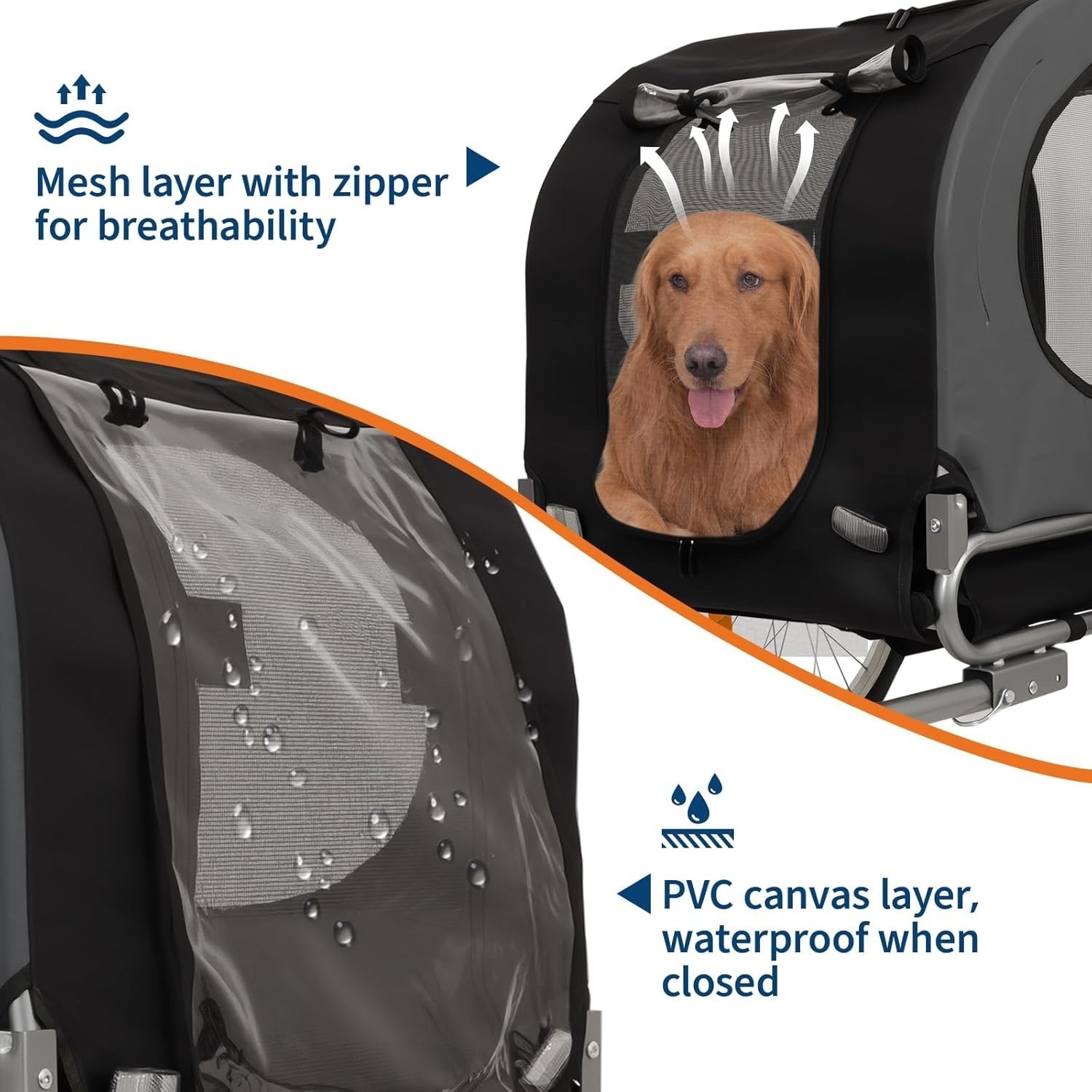 Pet Bicycle Trailer Stroller Dog Cat Bike Carrier 40KG Capacity Water Resistant