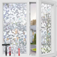 JAYONG Window Privacy Film with Free Tool, Rainbow Window Film for Glass Stat...